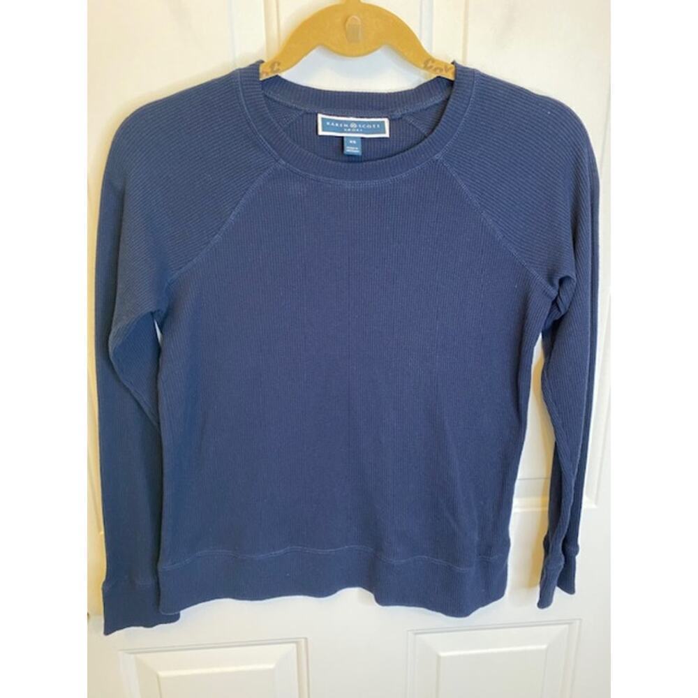 Karen Scott Navy Thermal long sleeve top XS Excellent